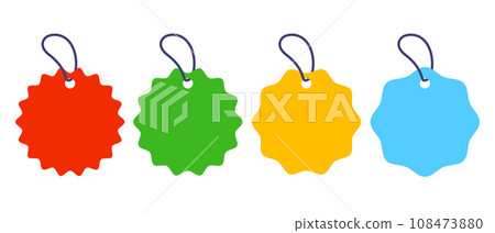 Vector set icons of shopping labels for sale. Vector labels in different color for offer or Black Friday. 108473880