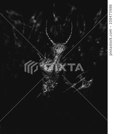 Demons scary black and white illustration, dark horror artwork, gloomy atmosphere Demons scary black and white illustration, dark horror artwork, gloomy atmosphere 108473986