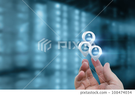 Hand shows the locations of clients and workers . 108474034