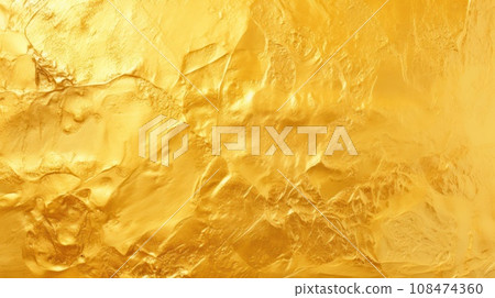 Texture of shiny yellow gold foil sheet. Gold background. Luxury shiny gold texture for design. Sample. Copy space. Metal background texture in gold. Gold paint. Template Texture of shiny yellow gold foil sheet. Gold background. Luxury shiny gold texture for design. Sample. Copy space. Metal background texture in gold. Gold paint. Template 108474360