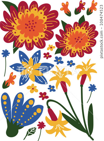 Beautiful Wild or Garden Blooming Flowers, Floral Seamless Pattern, Seasonal Decor Vector Illustration 108474523