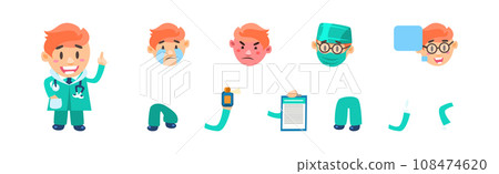 Doctor and Physician Character Comic Element Vector Set Doctor and Physician Character Comic Element Vector Set 108474620