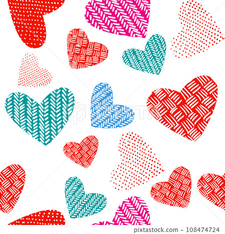 hand drawn seamless pattern of knitted hearts.... - Stock Illustration ...