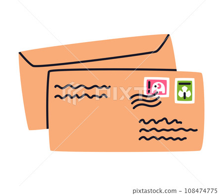Letter Receive and Send with Envelope and Postage Stamp Vector Illustration Letter Receive and Send with Envelope and Postage Stamp Vector Illustration 108474775