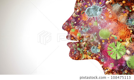 Mouth oral microbiome , bacterial microbiota art banner with empty space , generate by AI Mouth oral microbiome , bacterial microbiota art banner with empty space , generate by AI 108475113