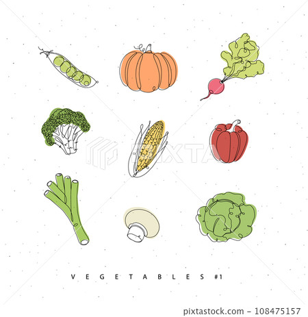 Vegetables icons in linear style Vegetables icons in linear style 108475157