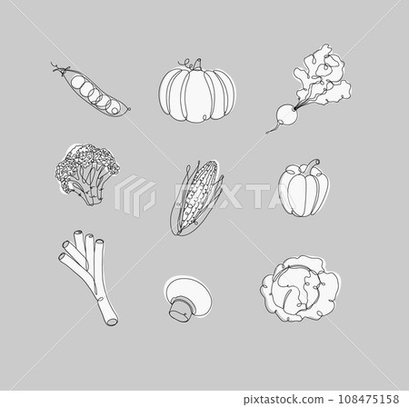 Vegetables icons in linear style Vegetables icons in linear style 108475158