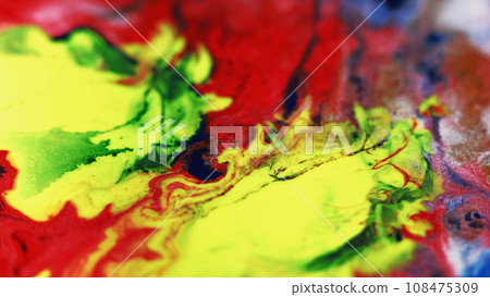 Glitter paint mix ink water bubbles color fluid 108475309