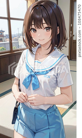 AI-generated image of a cute high school girl 108475470