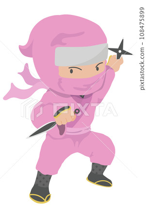 Kunoichi holding shuriken and kunai 108475899