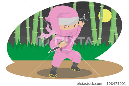 Kunoichi holding shuriken and kunai Kunoichi holding shuriken and kunai 108475901