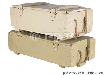 Army ammunition yellow colored crate. Army ammunition yellow colored crate. 108476391