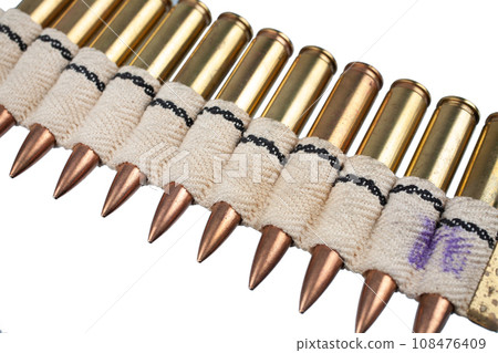 Retro vintage canvas ammo belt with cartridges 108476409