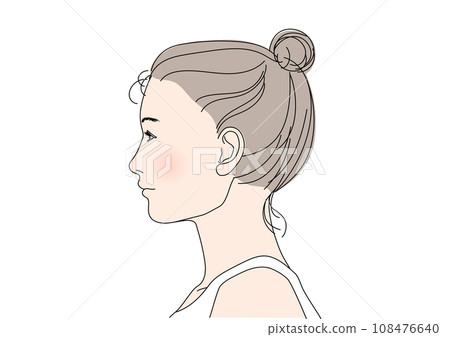 Close-up of a woman's profile Young Japanese woman's face Sideways Brown hair Chignon Updo Bun hairstyle Close-up of a woman's profile Young Japanese woman's face Sideways Brown hair Chignon Updo Bun hairstyle 108476640
