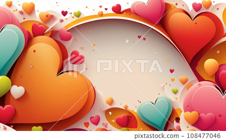 Colorful background with copy space filled with hearts 108477046
