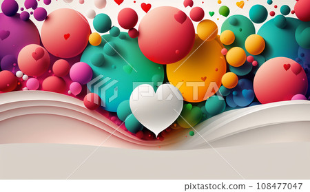 Colorful background with copy space filled with hearts 108477047