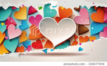 Colorful background with copy space filled with hearts 108477049