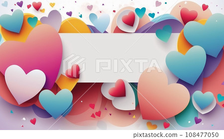 Colorful background with copy space filled with hearts 108477050