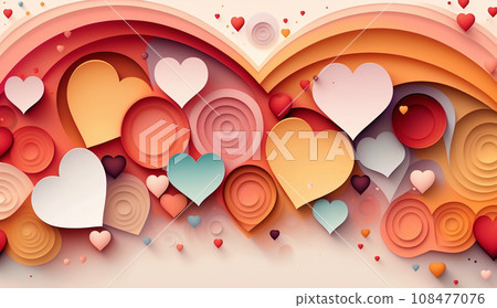 Colorful background with copy space filled with hearts 108477076
