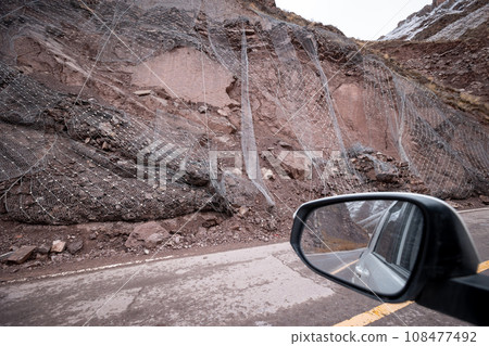 Driving car on the landslide road, China Driving car on the landslide road, China 108477492