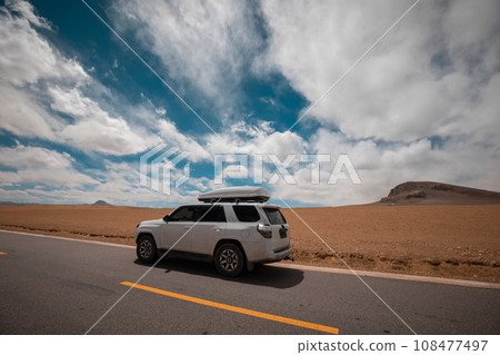 Car road trip in tibet, China Car road trip in tibet, China 108477497
