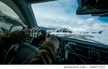 Driving car on the high altidue road, China Driving car on the high altidue road, China 108477563