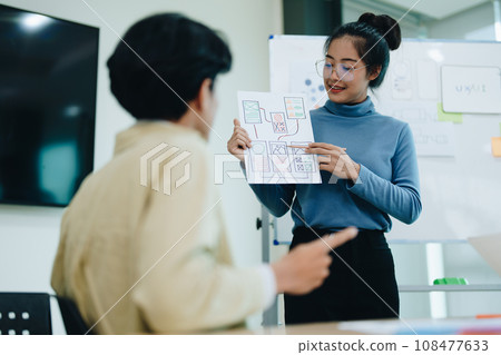 Group of asian creative team programing designers participate in all phases of the UX UI design 108477633