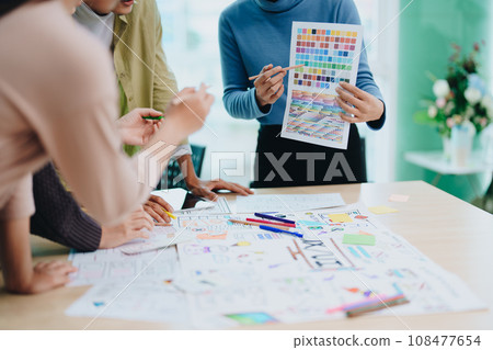 Team of Creative Web, Graphic Designer planning for mobile phone, drawing website ux ui app for mobile phone application and development template layout, process to developing prototype wireframe Team of Creative Web, Graphic Designer planning for mobile phone, drawing website ux ui app for mobile phone application and development template layout, process to developing prototype wireframe 108477654