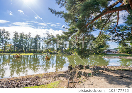 Motsuji bell tower ruins; Heian period Pure Land garden remains that are especially valuable in the history of Japanese gardens; World Heritage Site; National special historic site and special scenic spot Motsuji bell tower ruins; Heian period Pure Land garden remains that are especially valuable in the history of Japanese gardens; World Heritage Site; National special historic site and special scenic spot 108477723