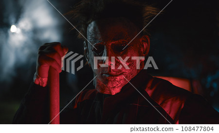 Spooky Horror mask in the dark night. Spooky Horror mask in the dark night. 108477804