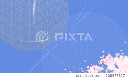 Simple Japanese style background with cherry blossoms and Japanese pattern 108477817