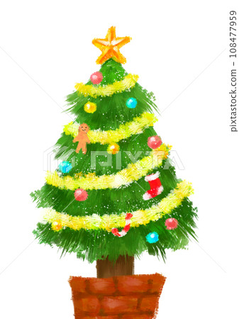acrylic painting style christmas tree 108477959