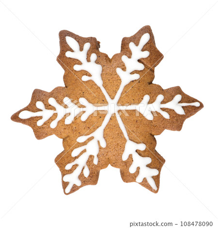 Gingerbread cookie in snowflake shape Gingerbread cookie in snowflake shape 108478090