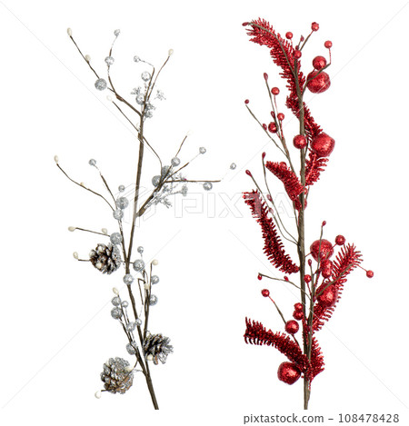 Red and silver Christmas decoration 108478428