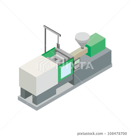 Isometric illustration of injection molding machine 108478700