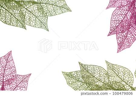 Christmas decorative green and pink leaves 108479806
