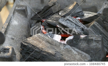 freshly lit charcoal freshly lit charcoal 108480745
