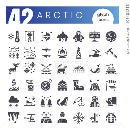 Set of Arctic icons. Glyph style icon bundle. Vector Illustration 108481216