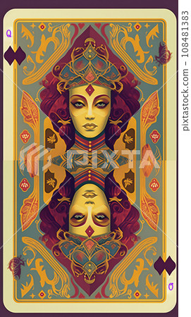 Stained decoration with a stained glass statue of Mary Stained decoration with a stained glass statue of Mary 108481383