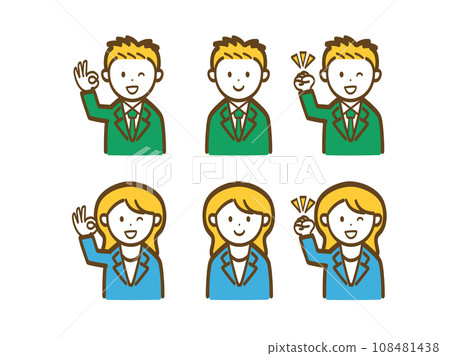 Simple male and female businessman pose illustration set 4 Simple male and female businessman pose illustration set 4 108481438