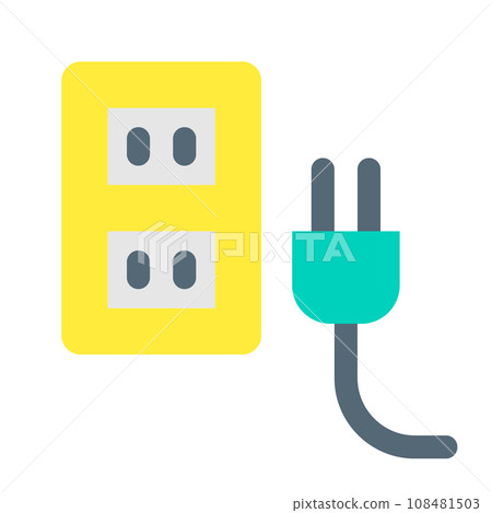 Color style icons representing home appliances, electrical cords and outlets Color style icons representing home appliances, electrical cords and outlets 108481503