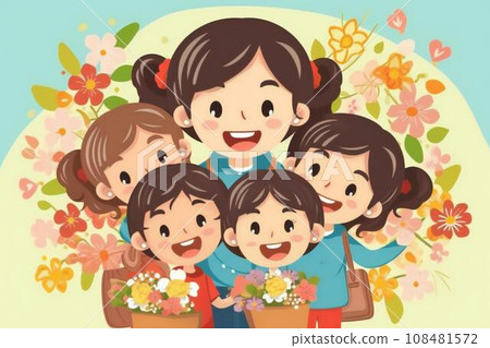 孩子們被花包圍 孩子們被花包圍 108481572