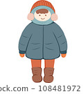 The vector illustration depicts young children and teenagers wearing warm clothing during winter The vector illustration depicts young children and teenagers wearing warm clothing during winter 108481972
