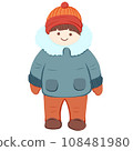 The vector illustration depicts young children and teenagers wearing warm clothing during winter The vector illustration depicts young children and teenagers wearing warm clothing during winter 108481980