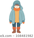 The vector illustration depicts young children and teenagers wearing warm clothing during winter The vector illustration depicts young children and teenagers wearing warm clothing during winter 108481982