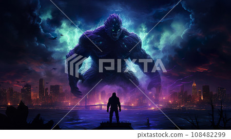 巨型怪物襲擊城市“AI生成圖像” 108482299