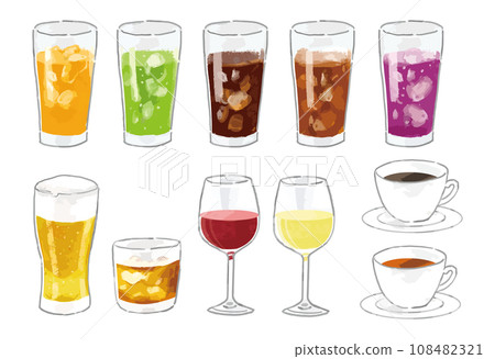 Vector illustration set of hand-drawn style drinks 108482321