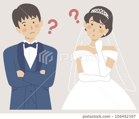 Wedding illustration, wedding, bride and groom worried 108482397