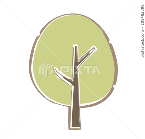 Round simple tree with soft line drawing touch Round simple tree with soft line drawing touch 108482399