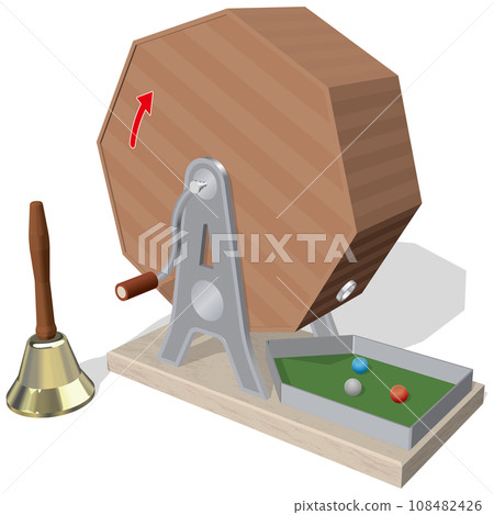 現實的彩票盒撥浪鼓手鈴聲向量圖 108482426